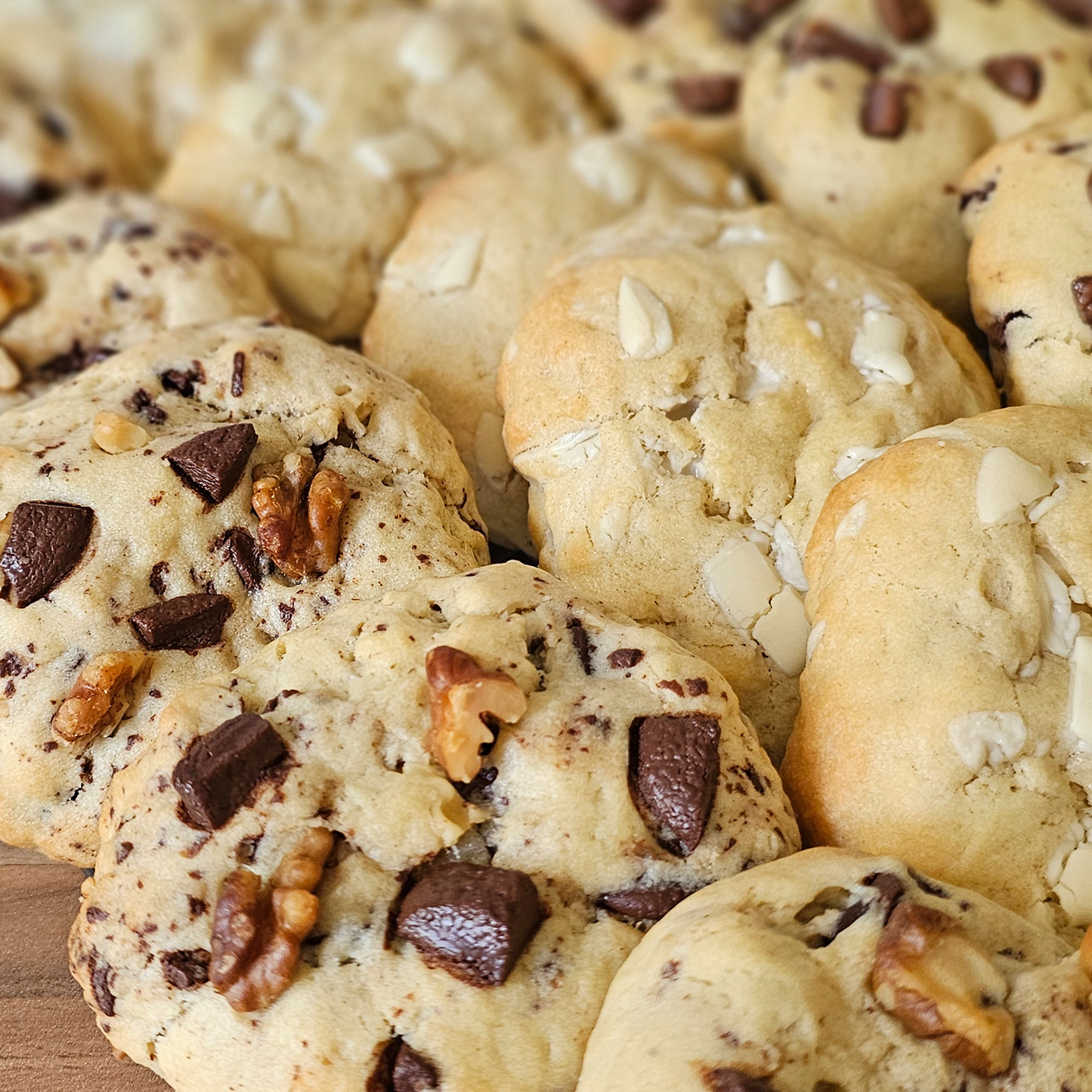 Milk/White and Dark Choc & Walnut Mixed Cookies x 6